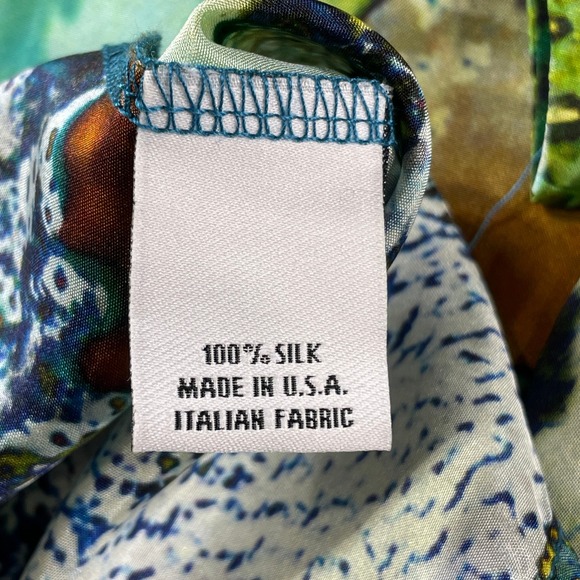 Bryn Walker Becca Top Blouse Womens XXL Silk Abstract Watercolor V-Neck Boxy - Picture 9 of 11